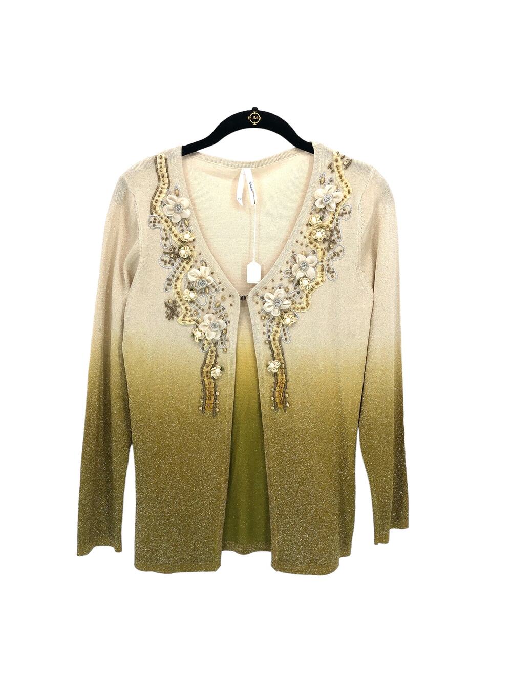 NEW Dfct Noble Beaded Embellished Sweater Cardigan Wool Metallic Japanese F US S